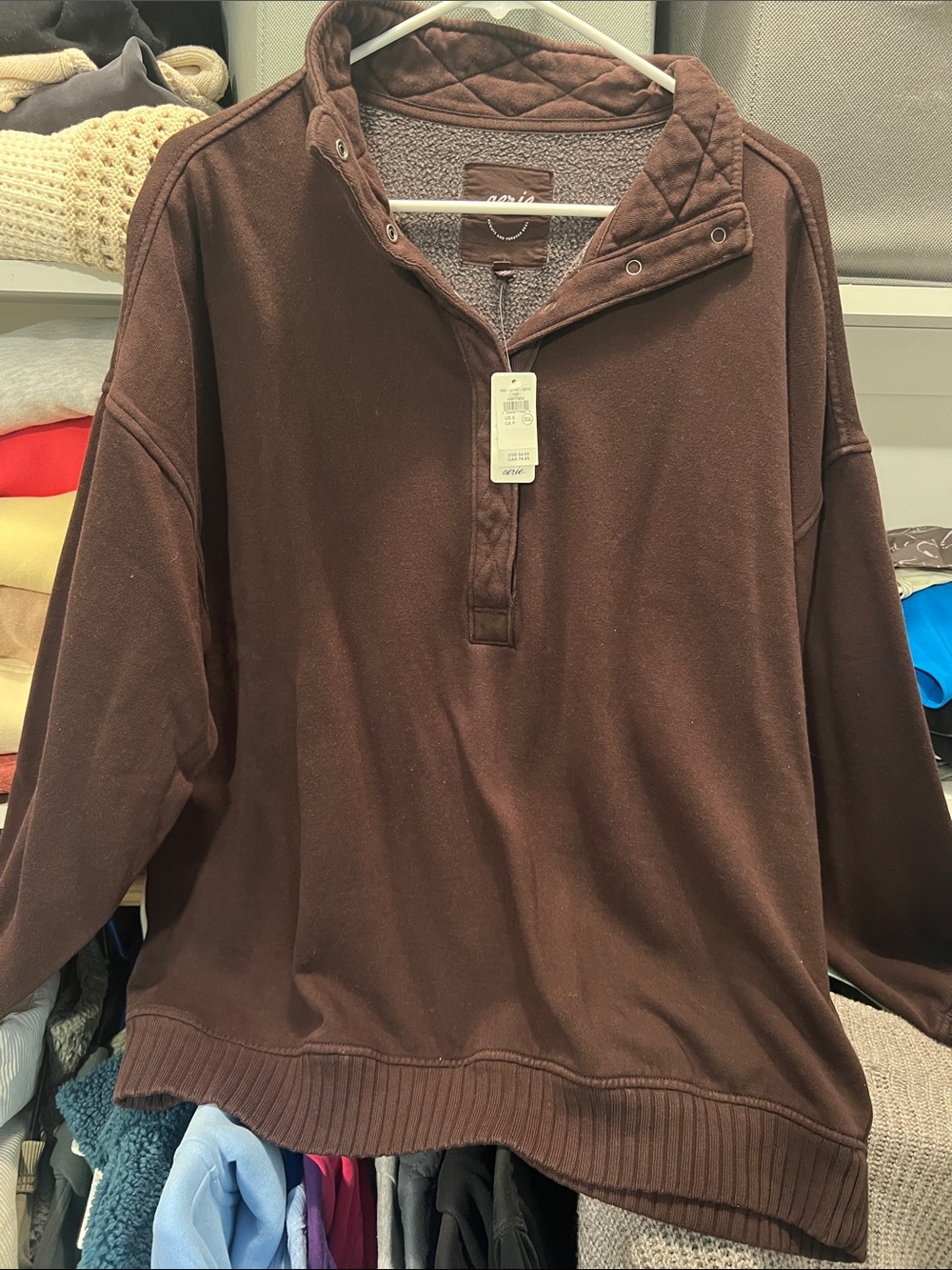 aerie women's brown Quarter-Zip Pullover